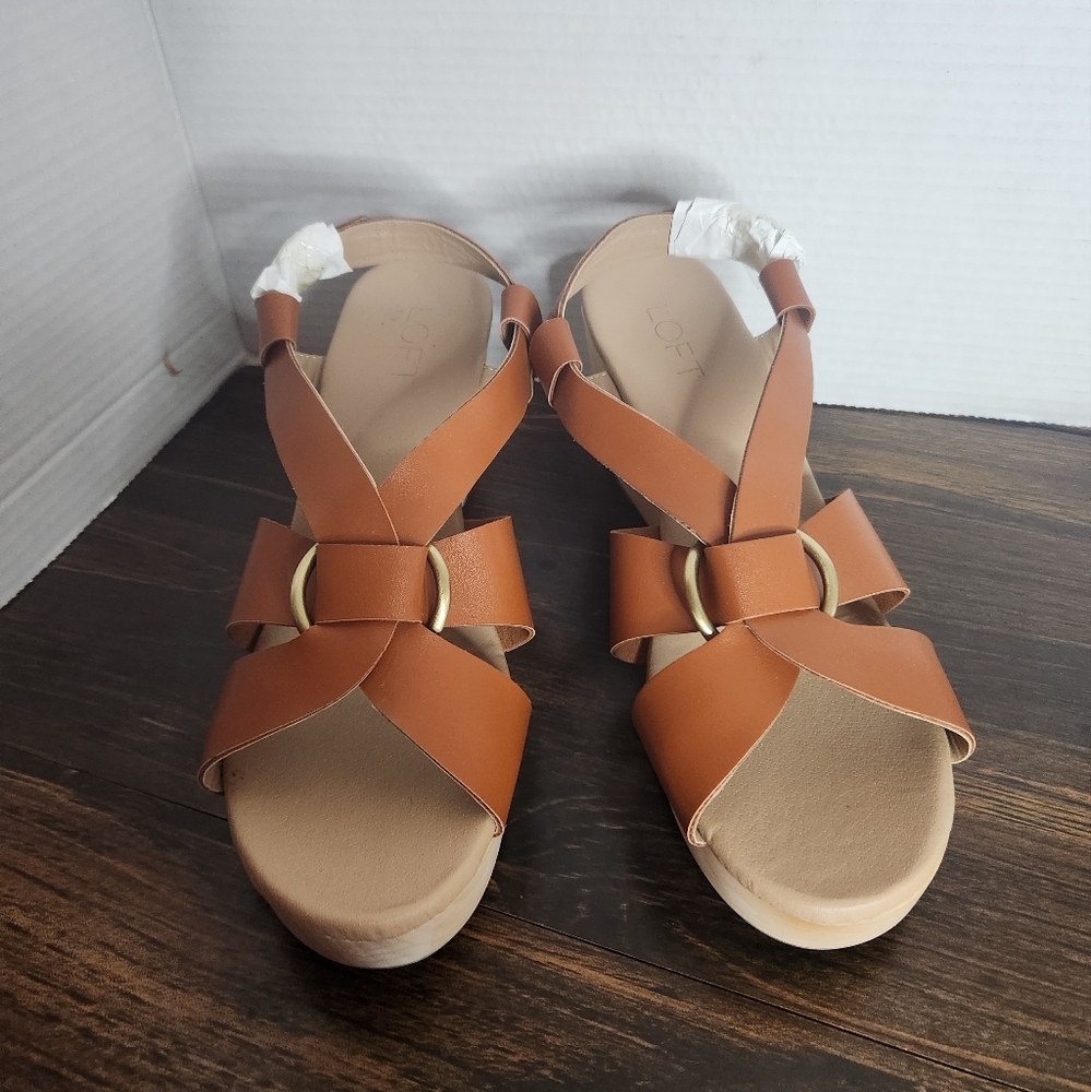 Ann Taylor LOFT platform wedges buckle sandals 9.5M NEW - Picture 2 of 12